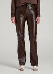 American Tall Sale | True Touch Leather Straight Leg Pants for Tall Women in Espresso