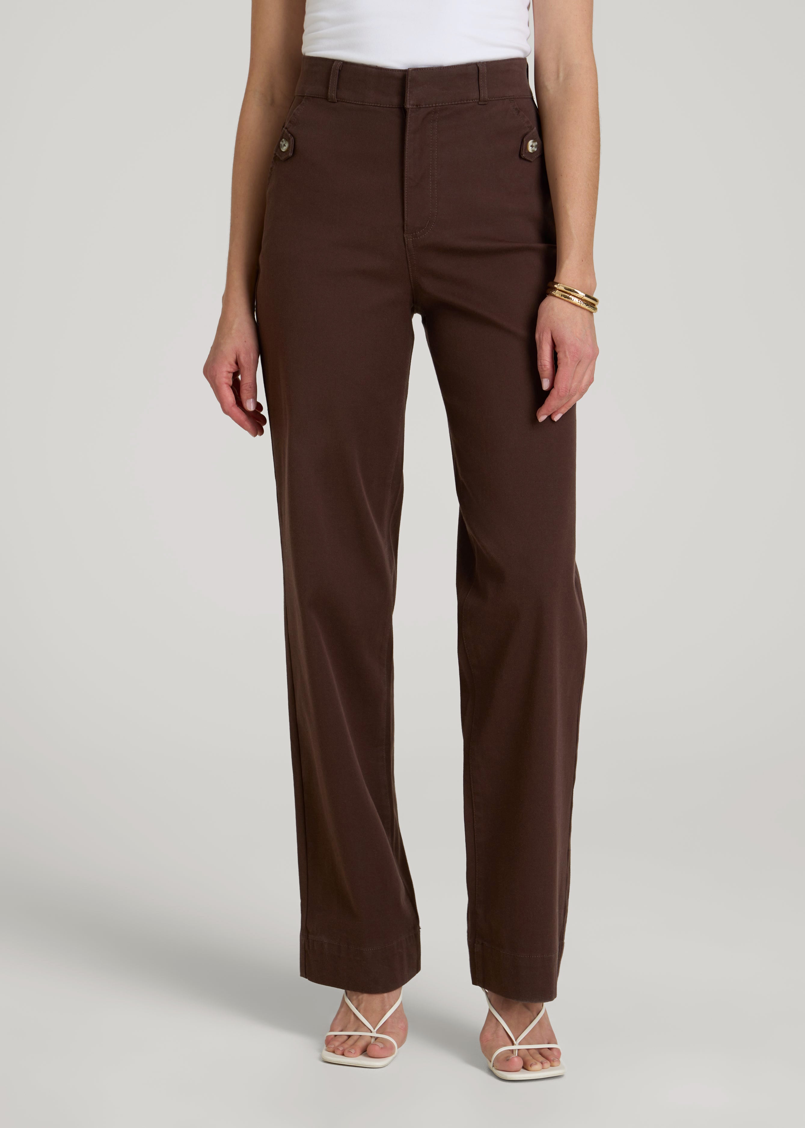 American Tall Outlet | Stretch Twill Wide Leg Pant for Tall Women in Espresso