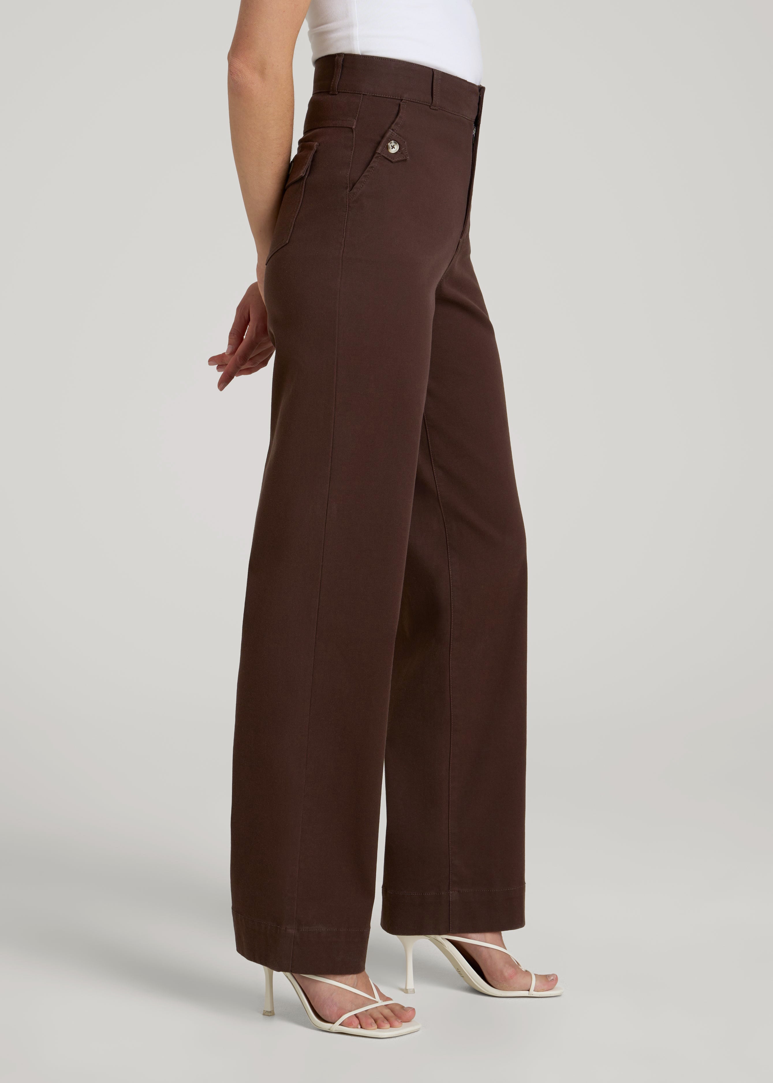 American Tall Outlet | Stretch Twill Wide Leg Pant for Tall Women in Espresso