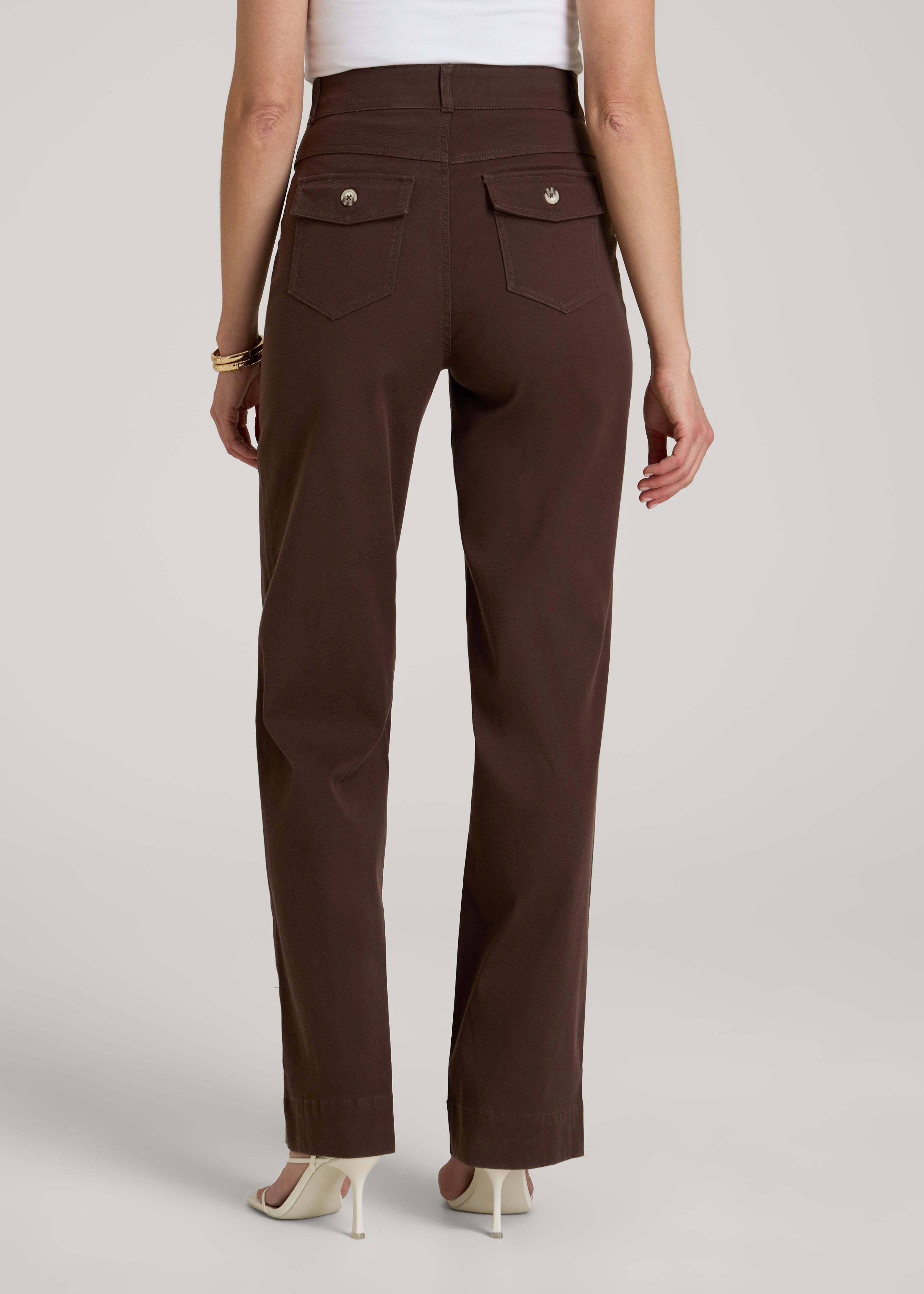American Tall Outlet | Stretch Twill Wide Leg Pant for Tall Women in Espresso