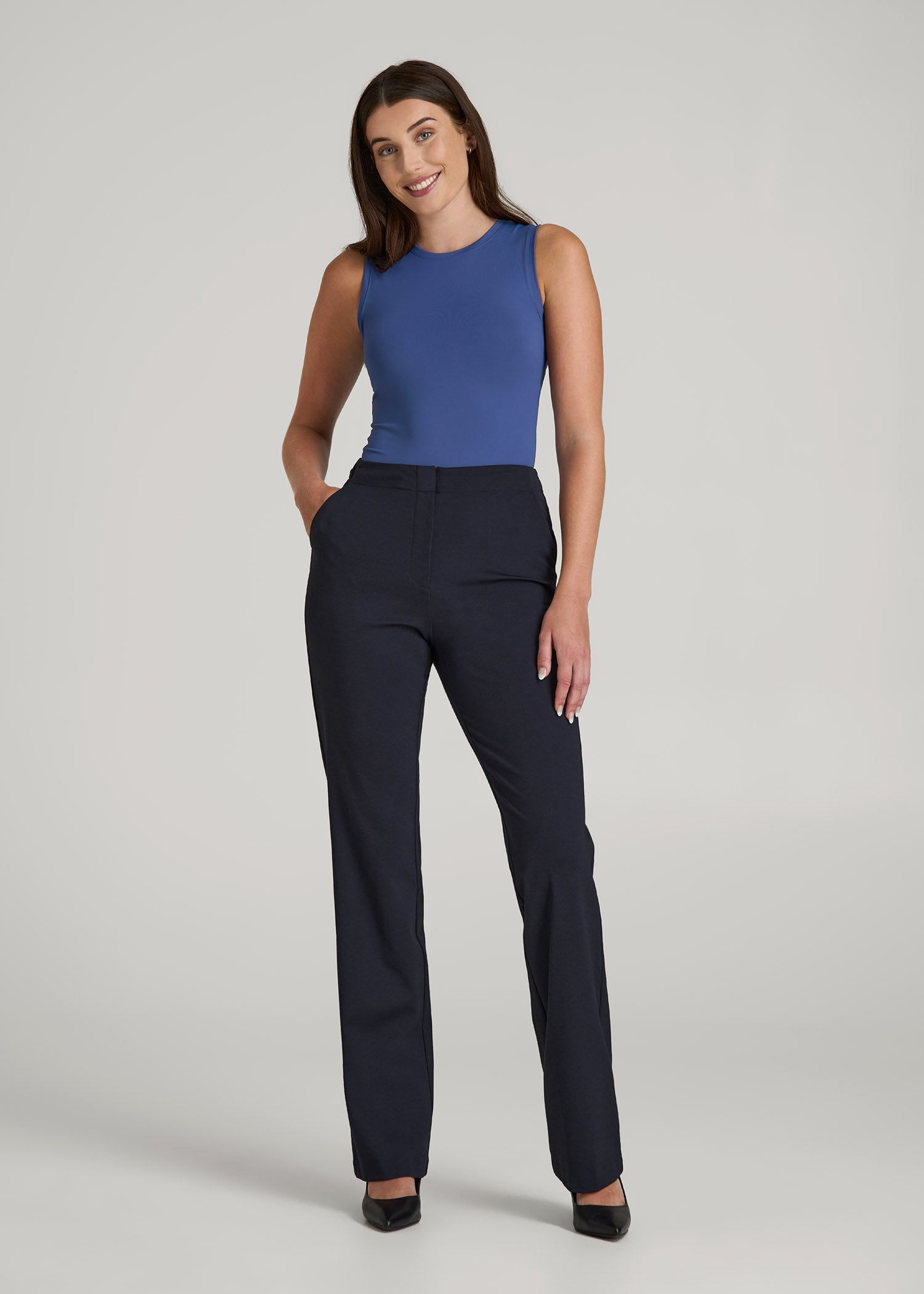 American Tall For Sale | Freedom Flex Straight Leg Dress Pants for Tall Women in Deep Navy