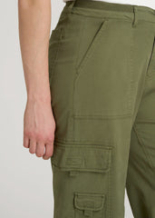 American Tall Discount | Garment Dyed Wide Leg Cargo Pants for Tall Women in Bright Olive