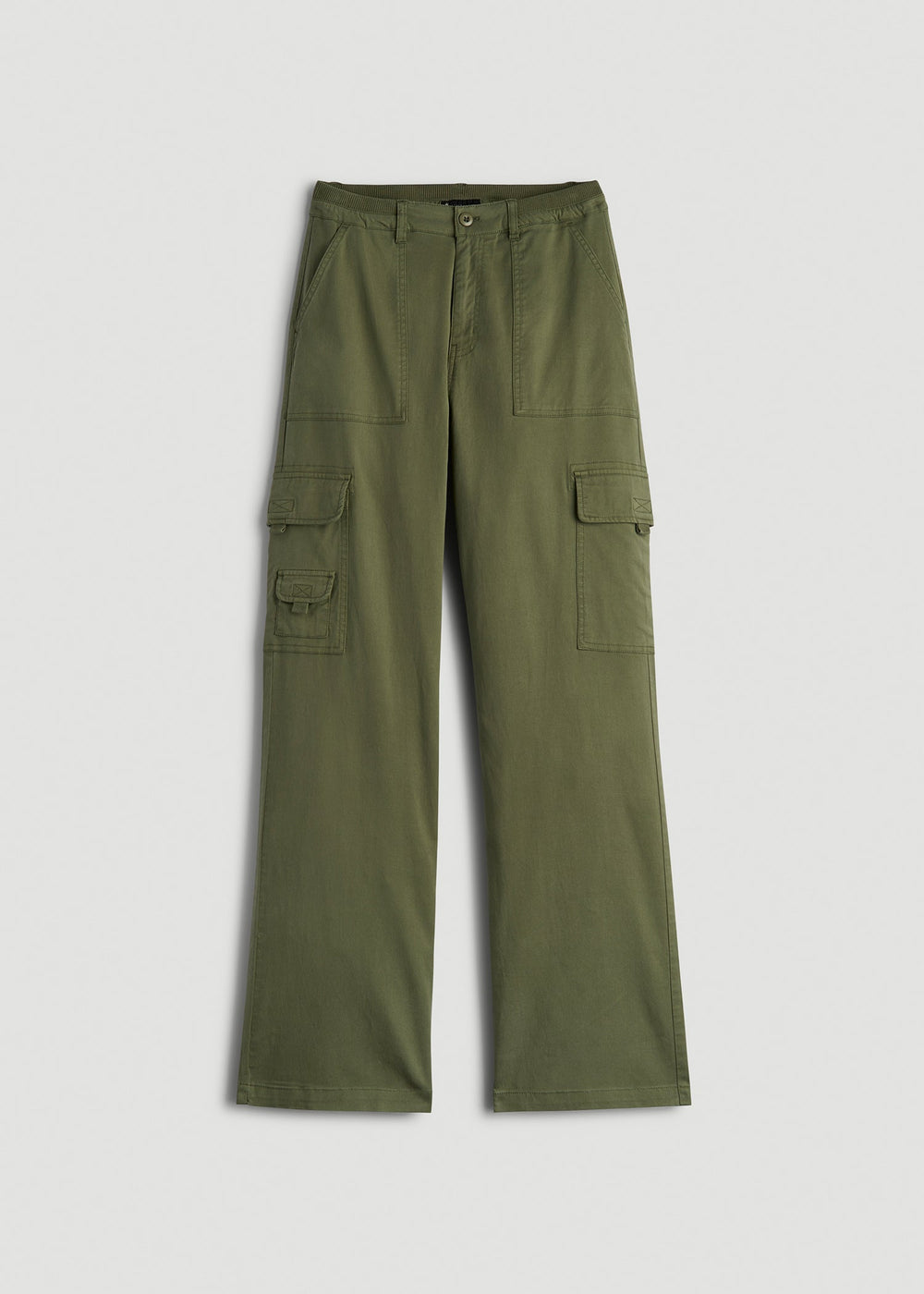 American Tall Discount | Garment Dyed Wide Leg Cargo Pants for Tall Women in Bright Olive