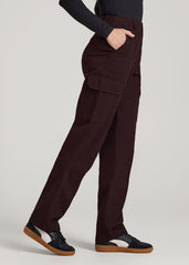 American Tall Outlet | Straight Leg Cargo Chino Pants for Tall Women in Oxblood