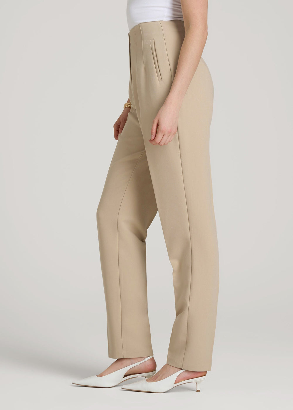 American Tall For Sale | High Rise Pants with Darts for Tall Women in Light Camel