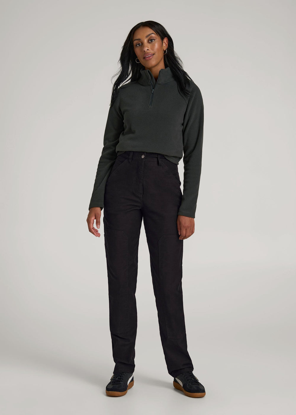 American Tall Online Shop | High-Waisted Carpenter Pocket Pants for Tall Women in Black
