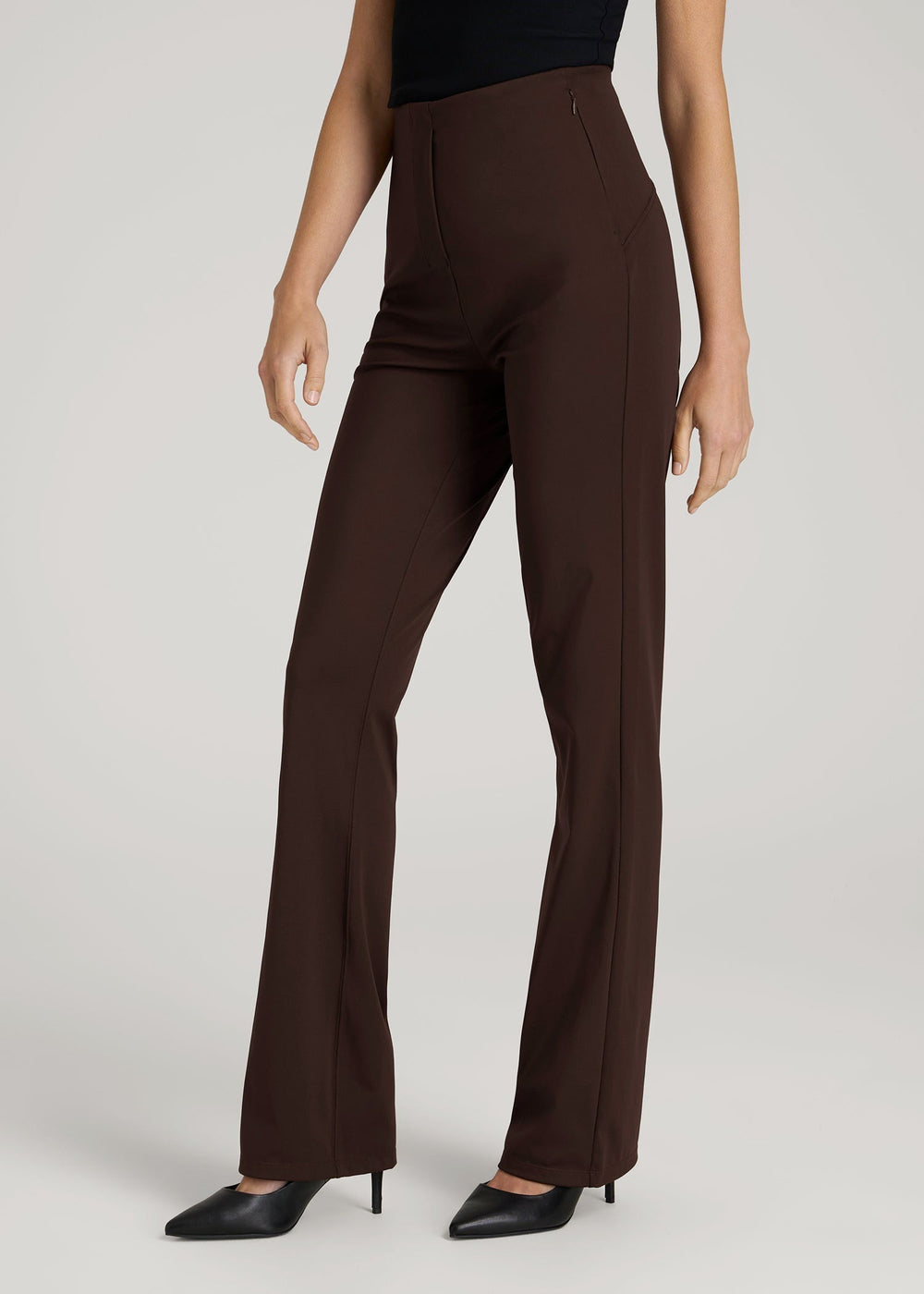 American Tall Sale | High Rise Pull On Mini Flare Pant for Tall Women in Espresso