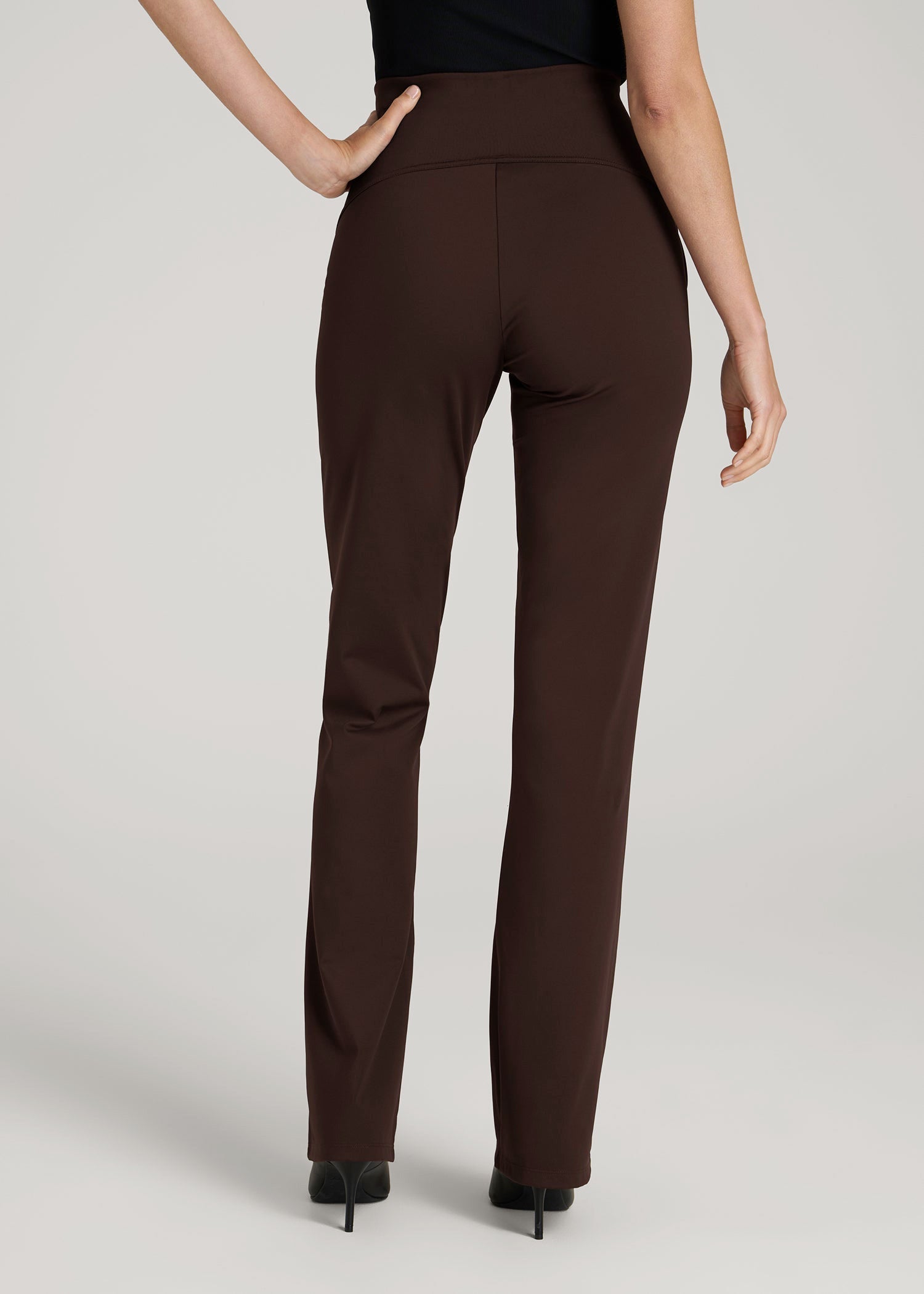 American Tall Sale | High Rise Pull On Mini Flare Pant for Tall Women in Espresso