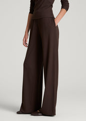 American Tall For Sale | Ribbed Knit Wide Leg Pant for Tall Women in Espresso