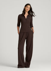 American Tall For Sale | Ribbed Knit Wide Leg Pant for Tall Women in Espresso