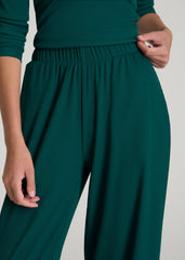 American Tall Discount | Ribbed Knit Wide Leg Pant for Tall Women in Deep Teal