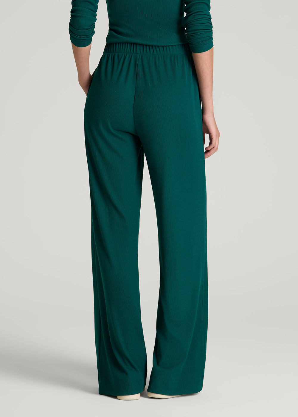 American Tall Discount | Ribbed Knit Wide Leg Pant for Tall Women in Deep Teal