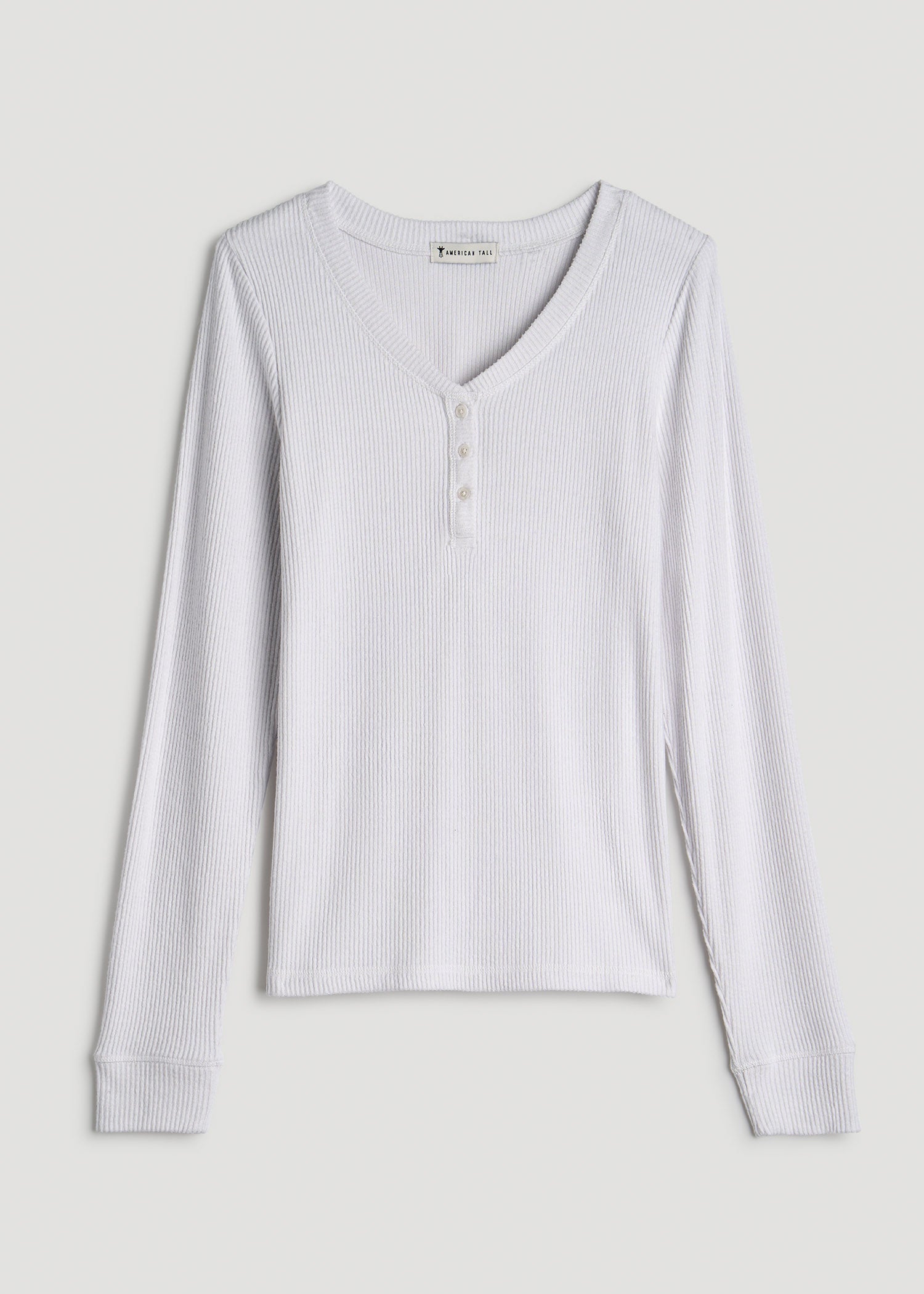 American Tall Online | Ribbed Henley Lounge Top for Tall Women in Cloud White