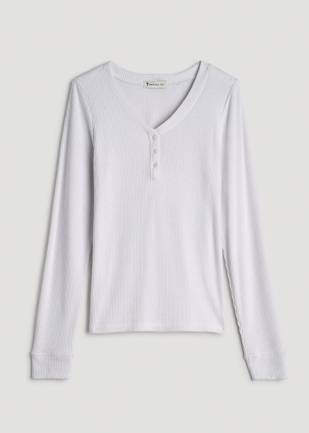 American Tall Online | Ribbed Henley Lounge Top for Tall Women in Cloud White