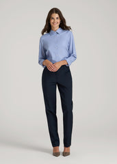 American Tall Sale | Flat Front Tapered Dress Pants for Tall Women in True Navy