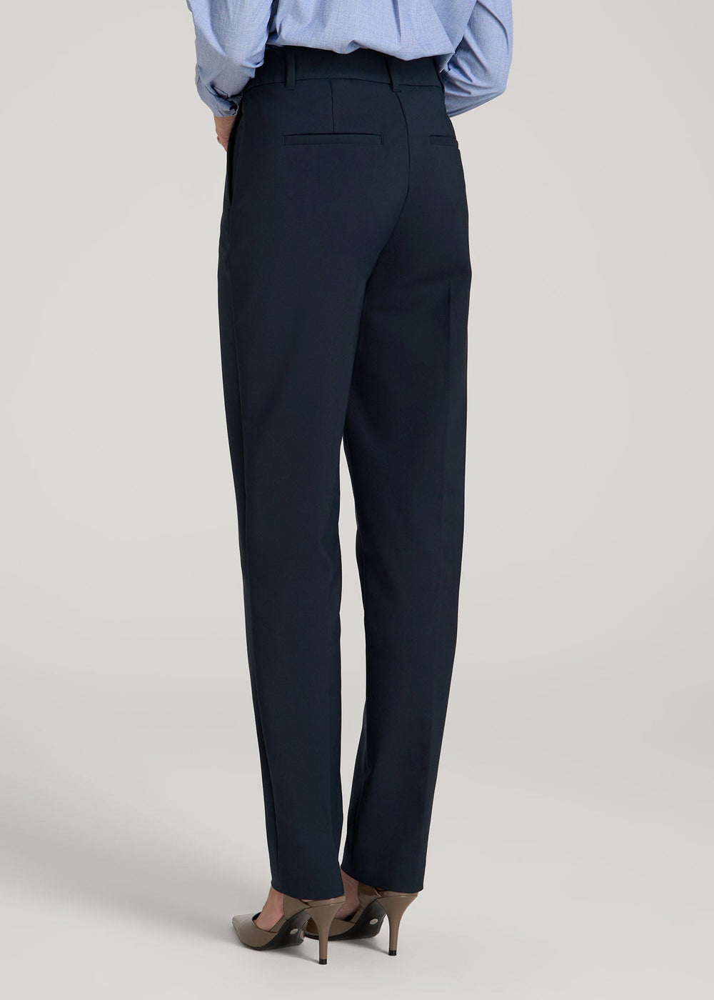 American Tall Sale | Flat Front Tapered Dress Pants for Tall Women in True Navy