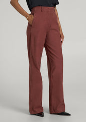 American Tall Outlet | High Rise Wide Leg Flat Front Chinos for Tall Women in Intense Rust
