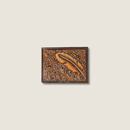 Ariat Tooled Feather Bifold Wallet