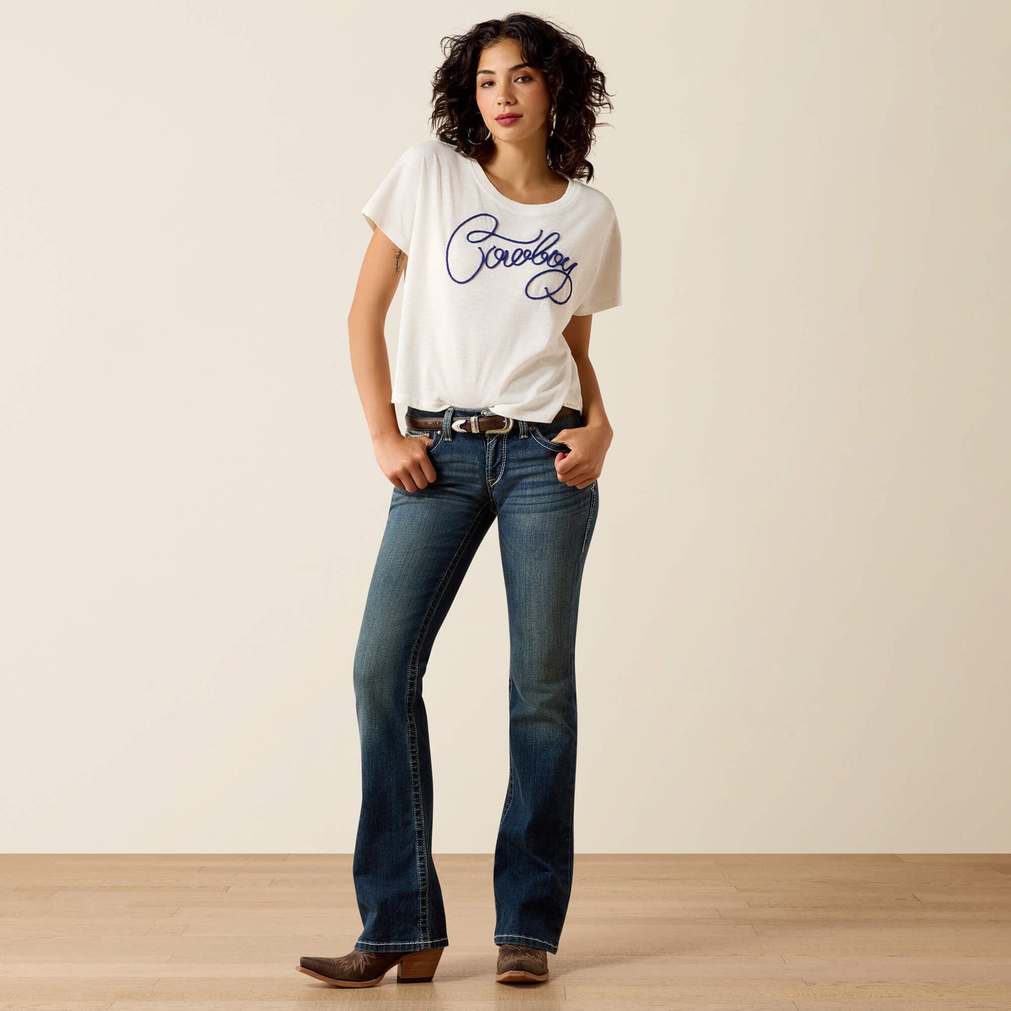 Ariat Mid Rise Whipstitch Boot Cut Jean