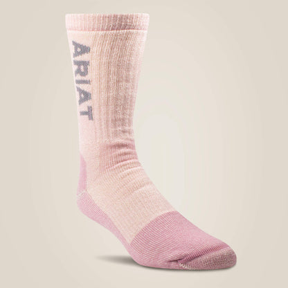 Ariat Midweight Merino Wool Blend Steel Toe Work Sock 2 Pair Multi Color Pack