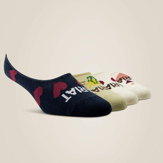 Ariat No Slip No Show Sock 2 Pair Multi Color Pack