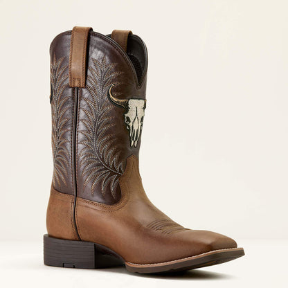Ariat Sport Steer Skull Wide Square Toe Cowboy Boot