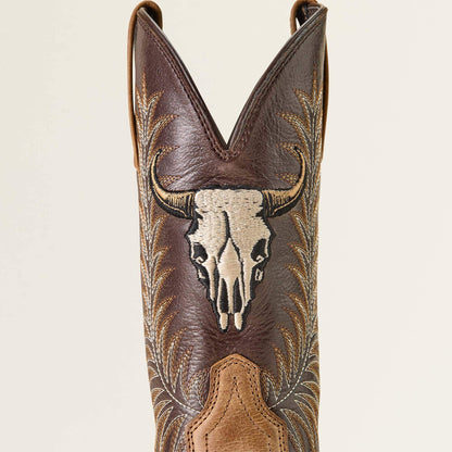 Ariat Sport Steer Skull Wide Square Toe Cowboy Boot