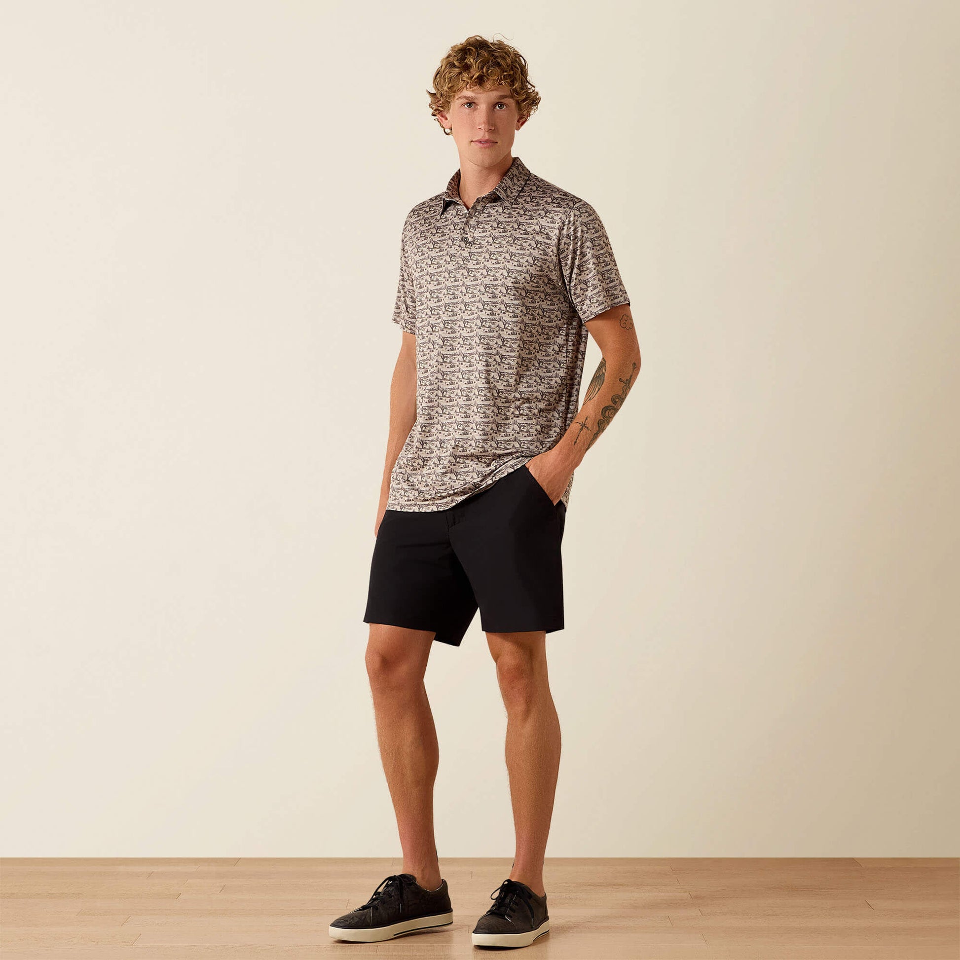 Ariat All Over Print Heathered Fitted Polo