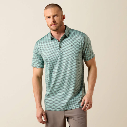 Ariat All Over Print Heathered Fitted Polo