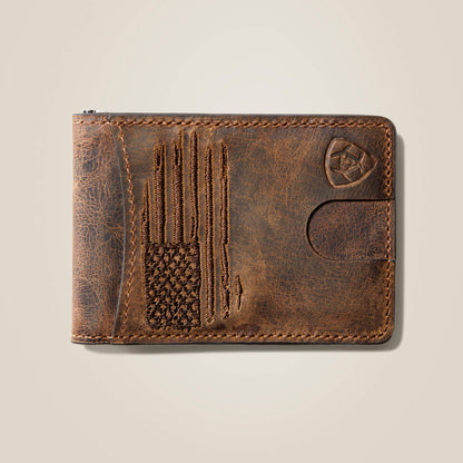 Ariat Bifold Slim Wallet Patriot Flag Embroidery