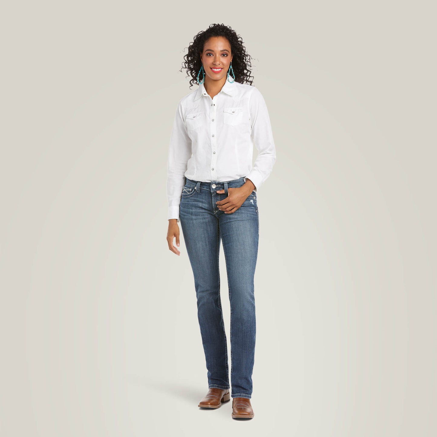Ariat Arrow Fit Mid Rise Gianna Straight Leg Jeans