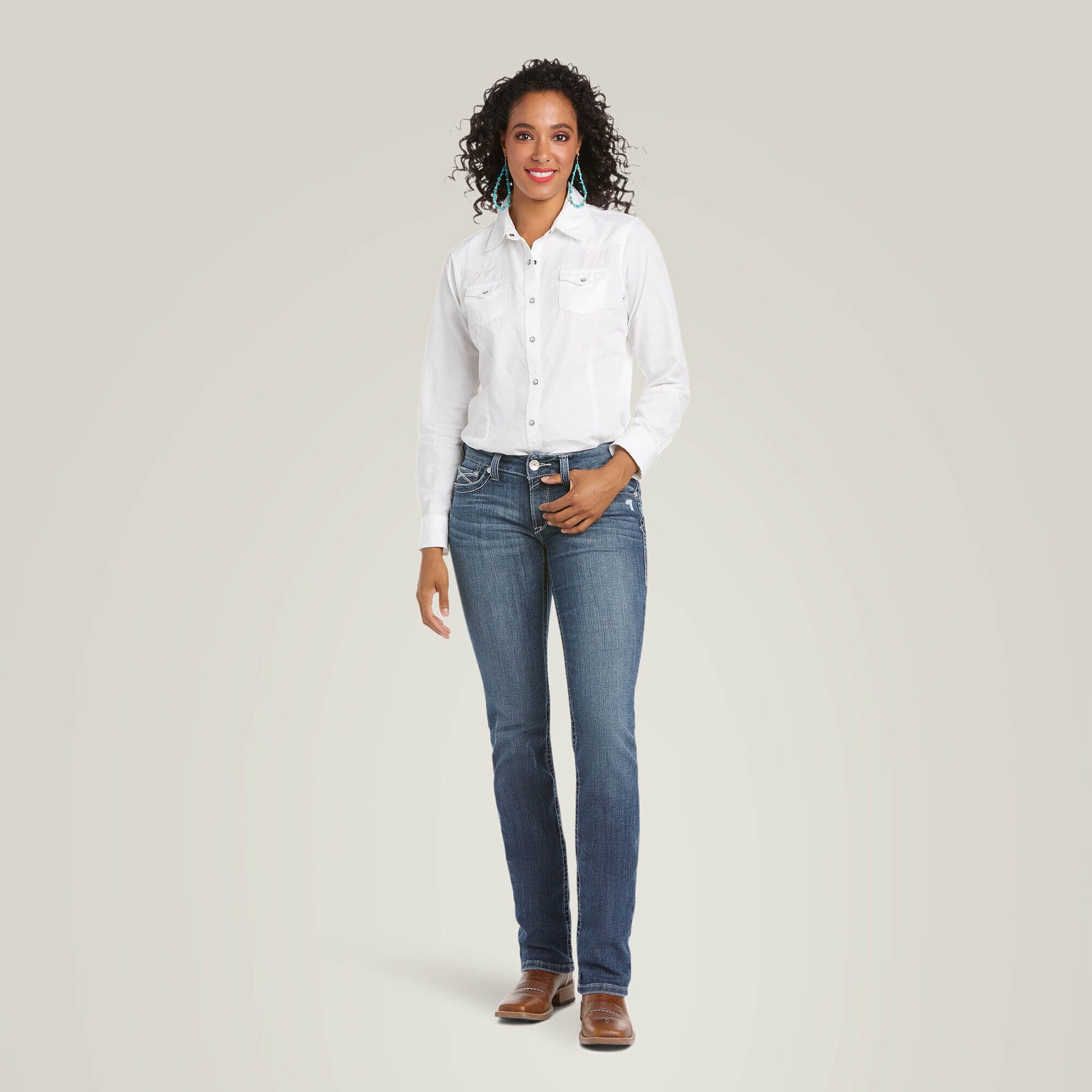 Ariat Arrow Fit Mid Rise Gianna Straight Leg Jeans