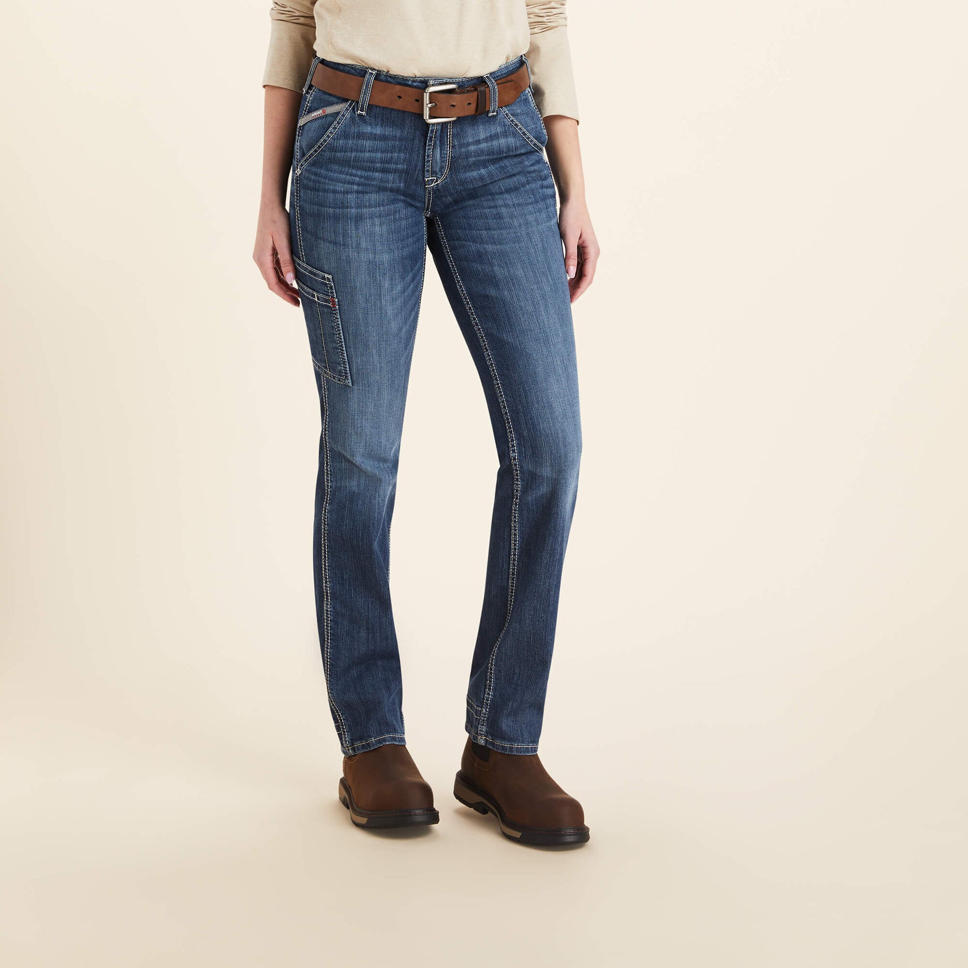 Ariat FR Perfect Rise Perfect Rise DuraLight Stretch Cell Phone DuraStretch Straight Leg Jeans