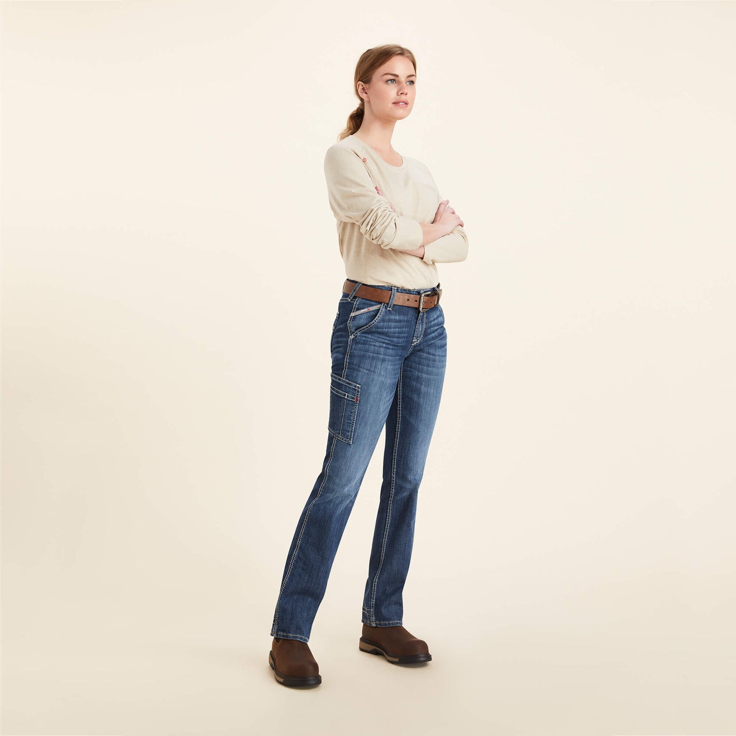 Ariat FR Perfect Rise Perfect Rise DuraLight Stretch Cell Phone DuraStretch Straight Leg Jeans