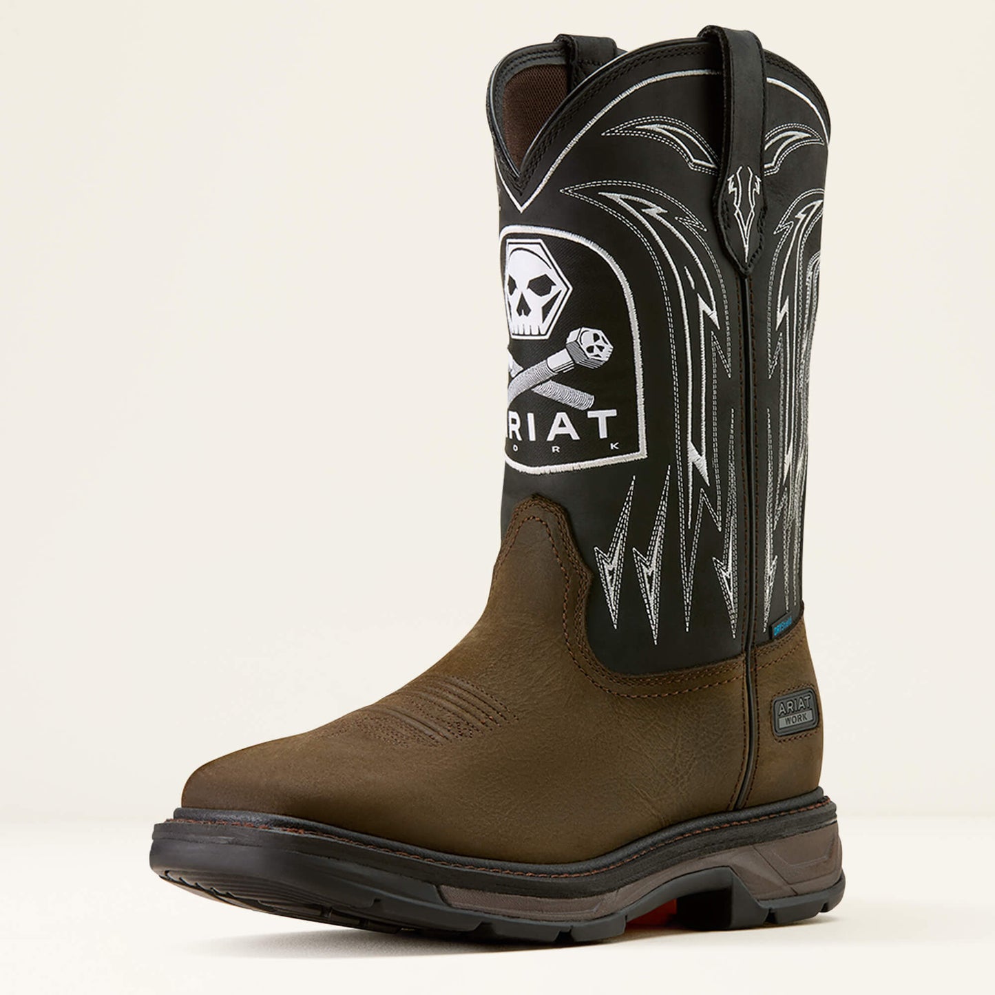 Ariat WorkHog XT Bolt Skull Waterproof Wide Square Toe Work Boot
