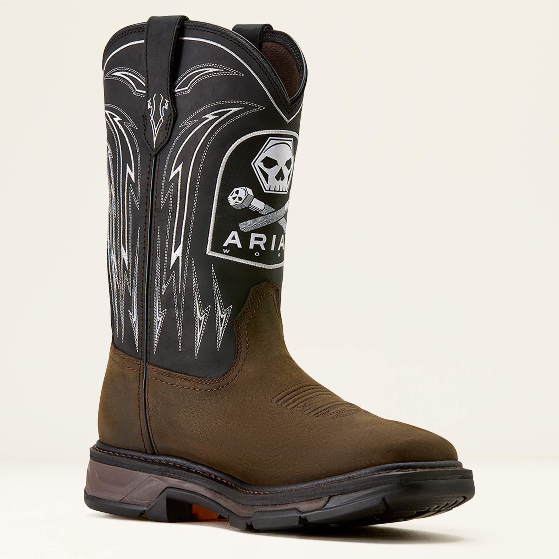 Ariat WorkHog XT Bolt Skull Waterproof Wide Square Toe Work Boot