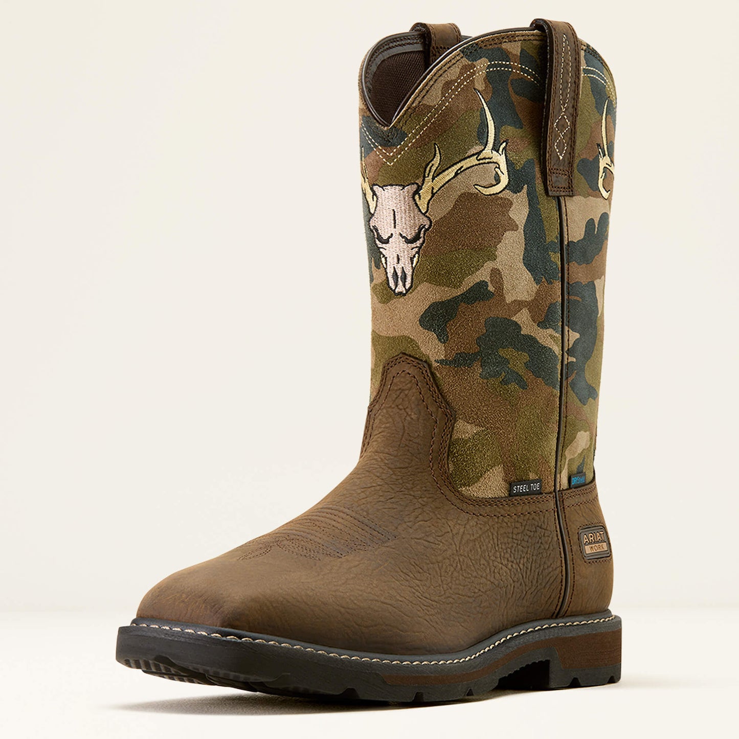 Ariat Groundbreaker Antler Waterproof Wide Square Toe Steel Toe Work Boot