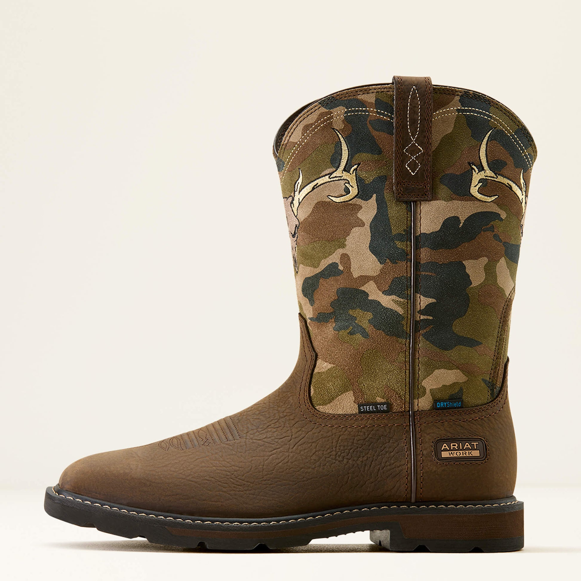 Ariat Groundbreaker Antler Waterproof Wide Square Toe Steel Toe Work Boot