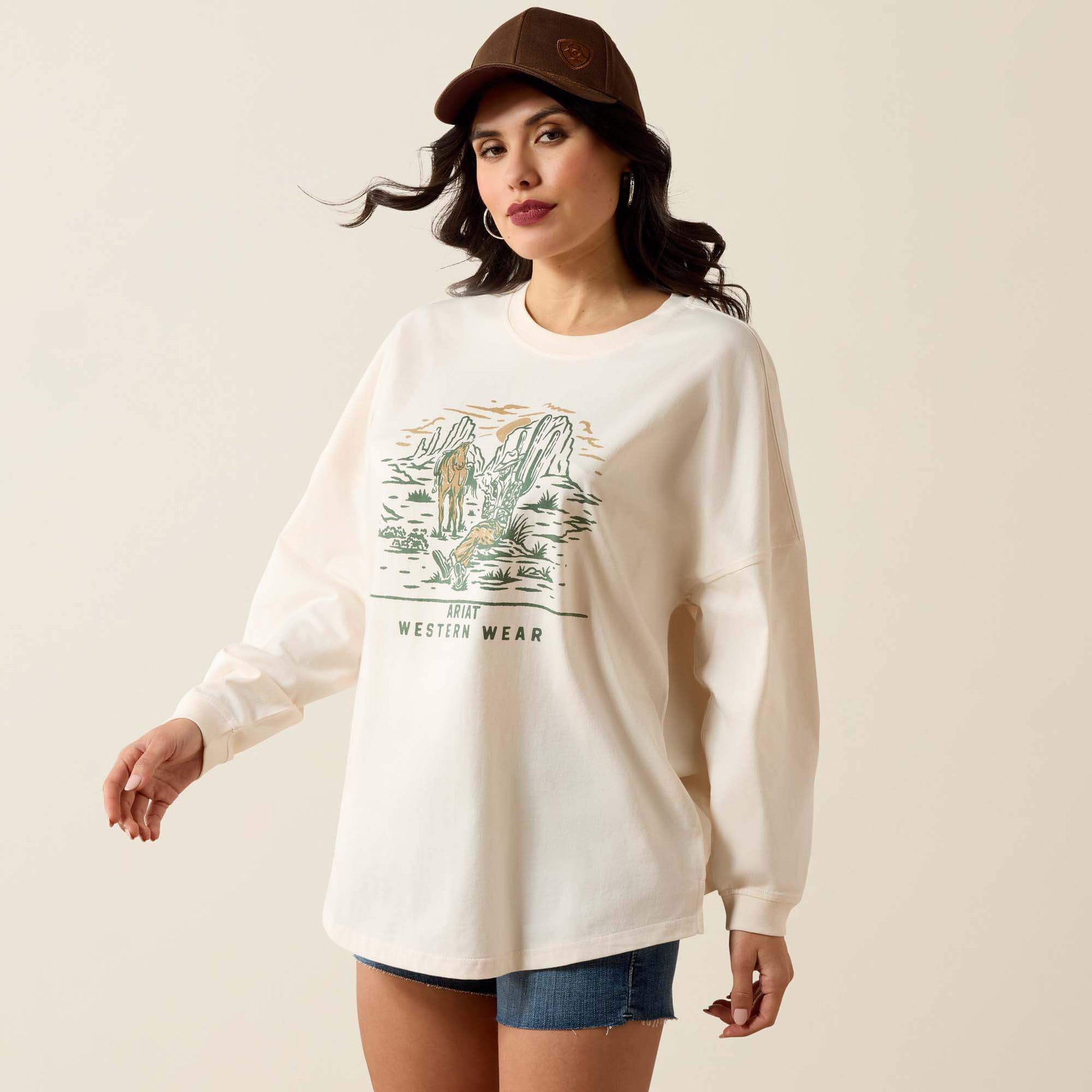 Ariat Canvas Oversized Long Sleeve T-Shirt